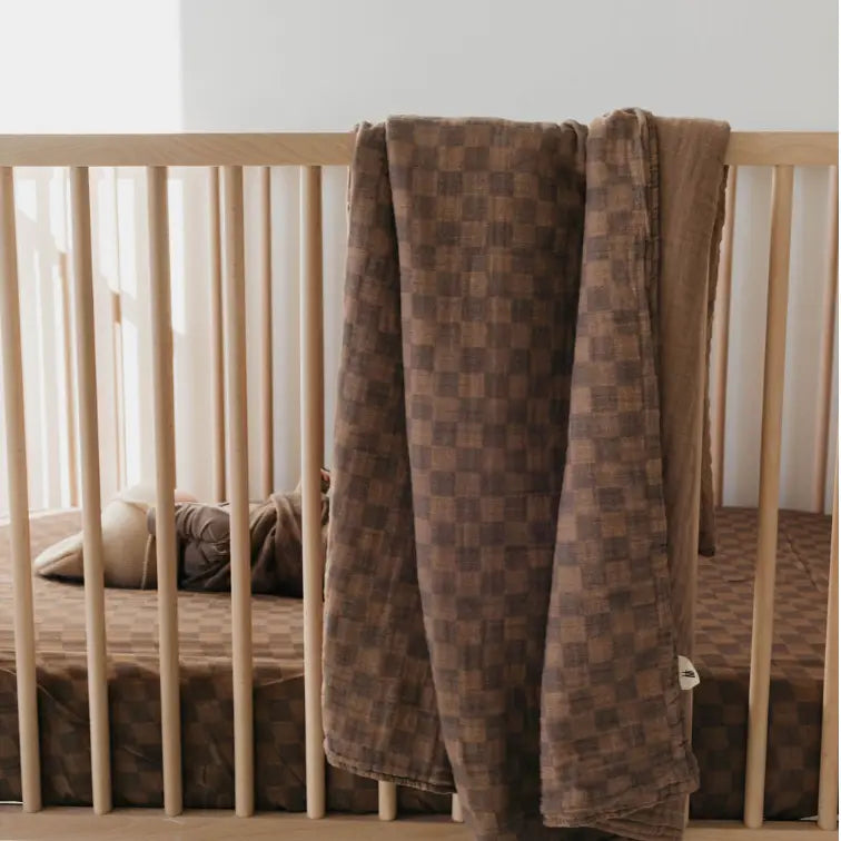 Faded Brown Checkered Muslin Quilt