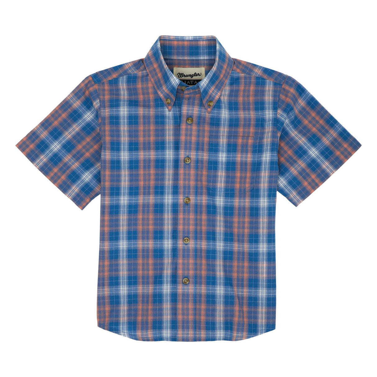 Wrangler Boys Blue/Peach Short Sleeve Riata