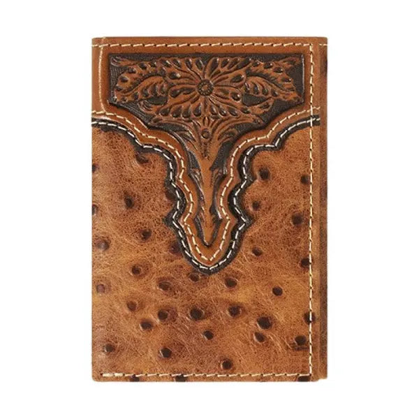 Ariat Ostrich & Floral Tri-Fold Wallet