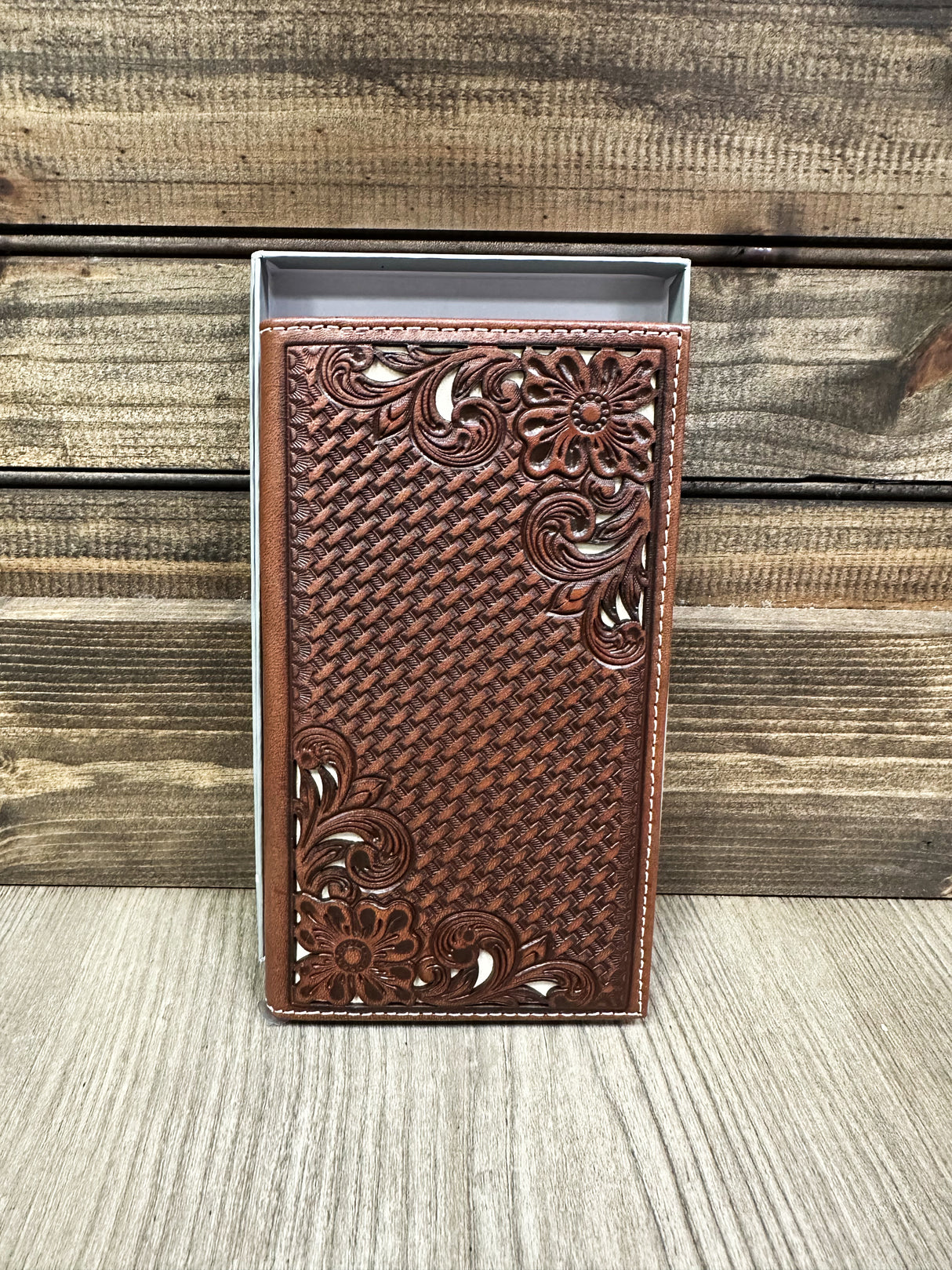 Rodeo Basketweave Floral Tooled Chocolate