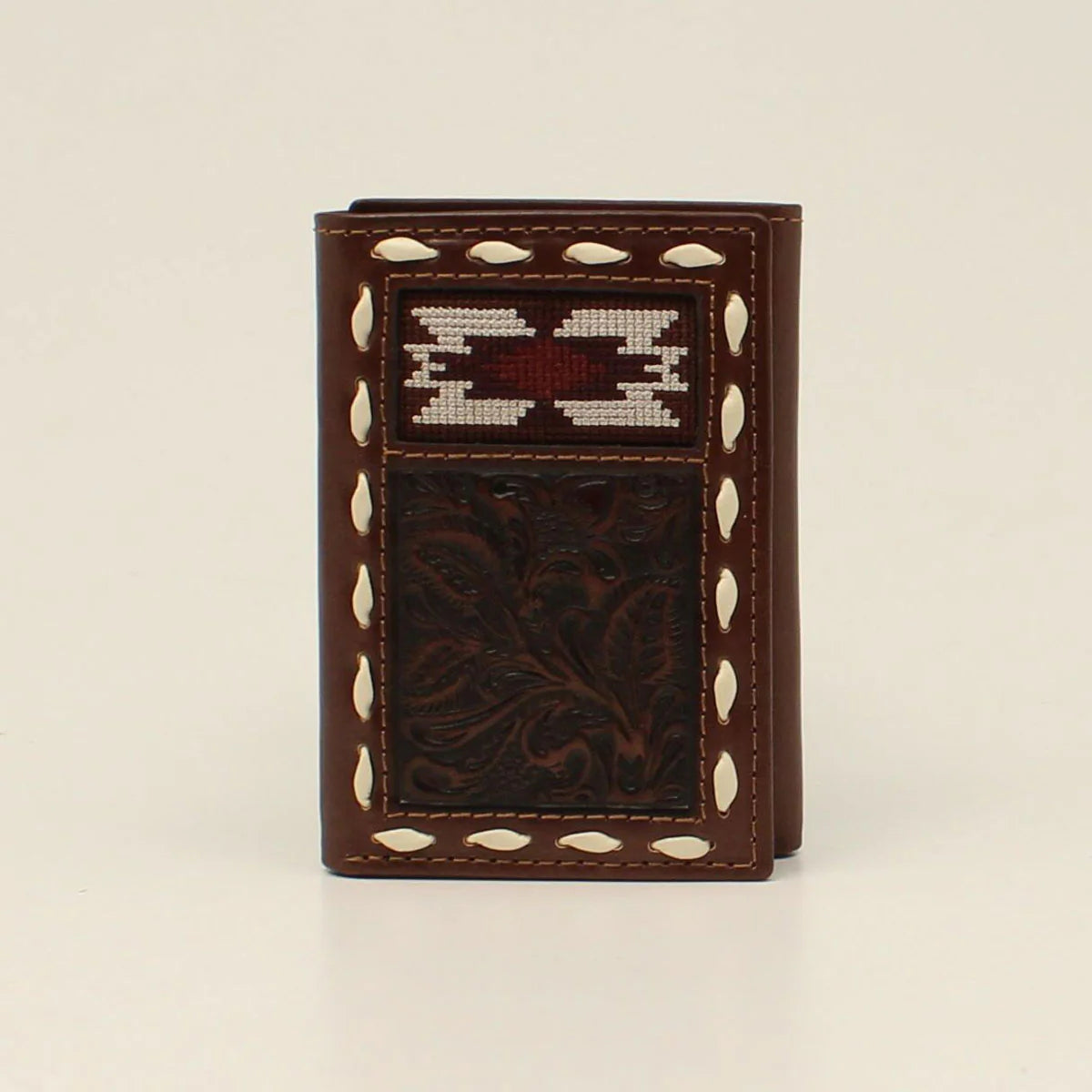Southwestern Buck Lace Chocolate Trifold Wallet