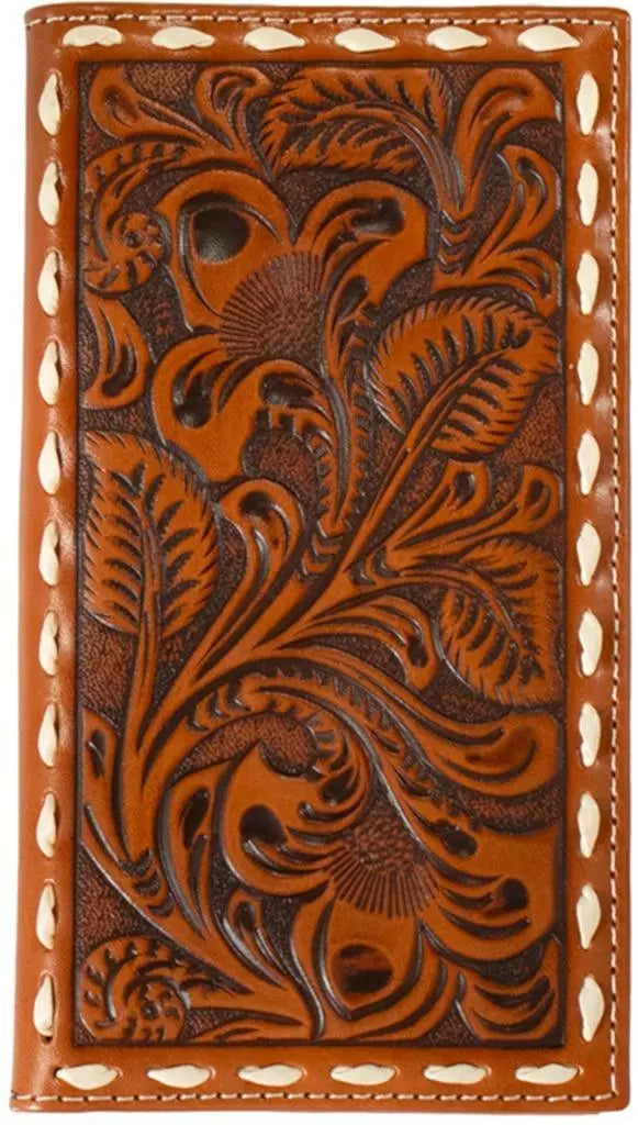 Buck Lace Floral Embossed Tan Rodeo Wallet