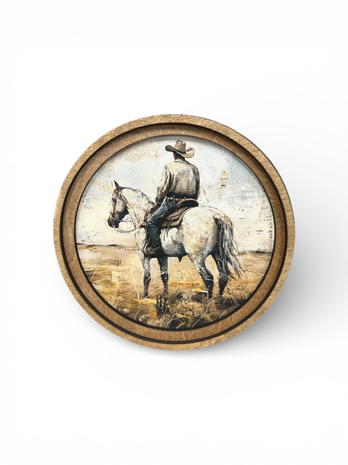 Round White Horse Canvas Photo
