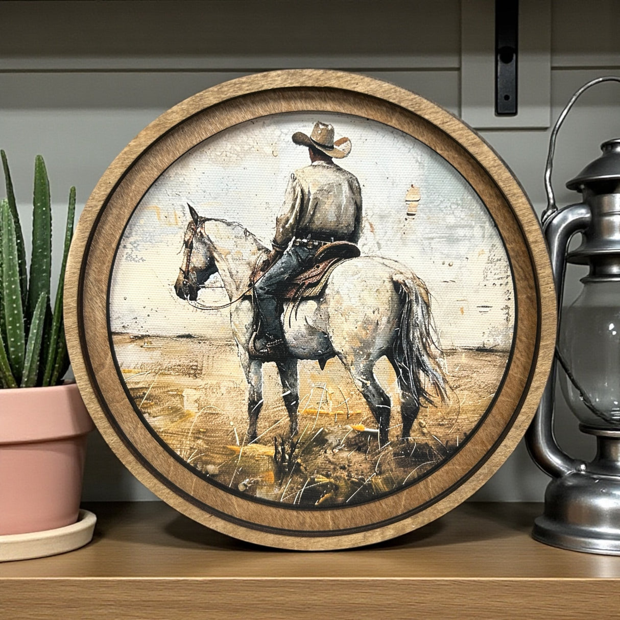 Round White Horse Canvas Photo