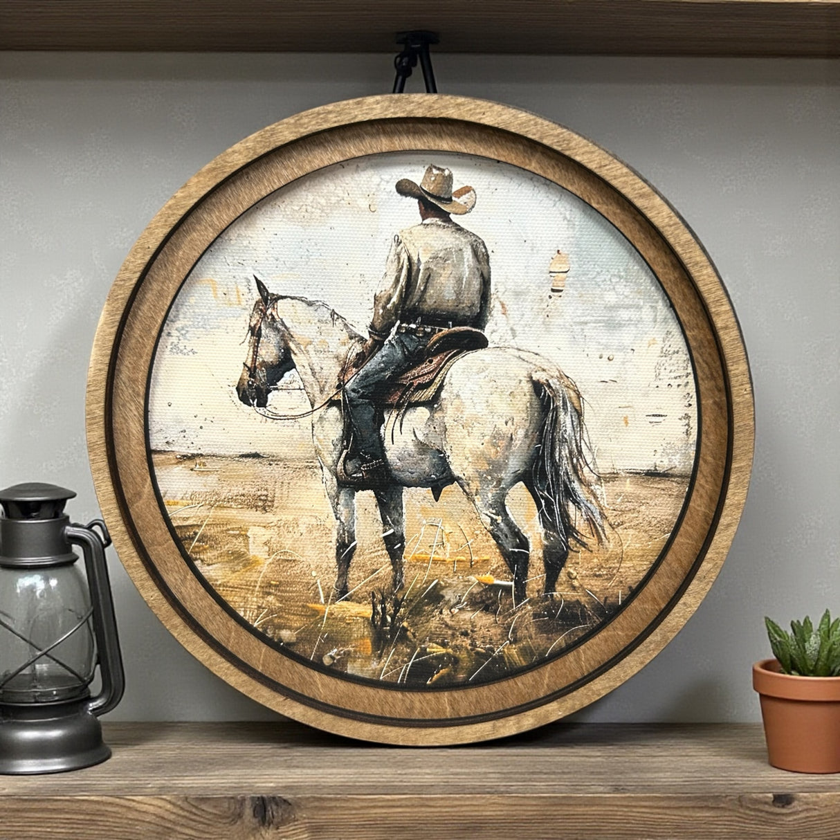 Round White Horse Canvas Photo