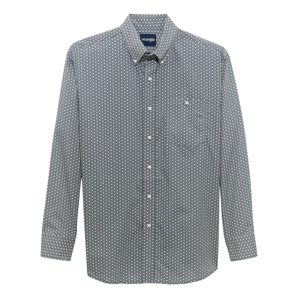 Wrangler Bucking Cancer Pink/Grey Long Sleeve Button Up