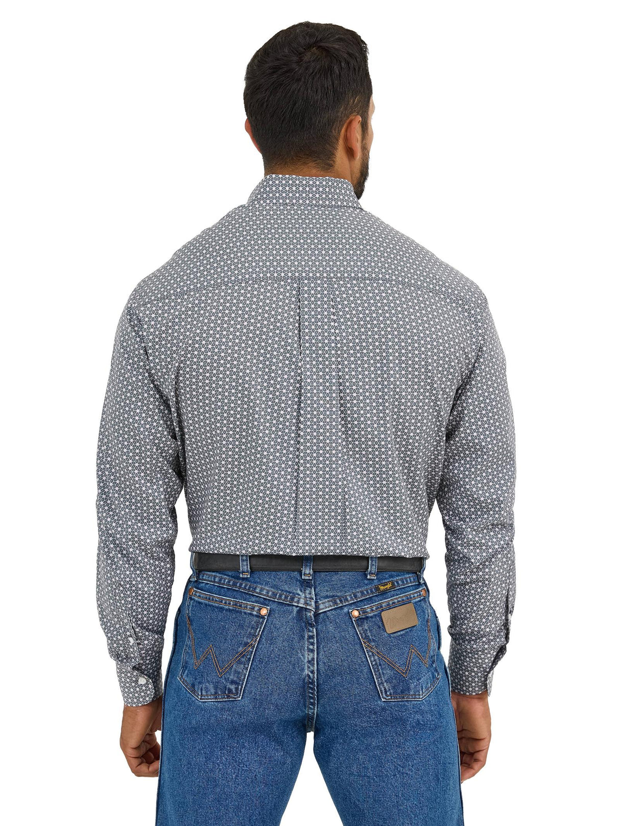 Wrangler Bucking Cancer Pink/Grey Long Sleeve Button Up