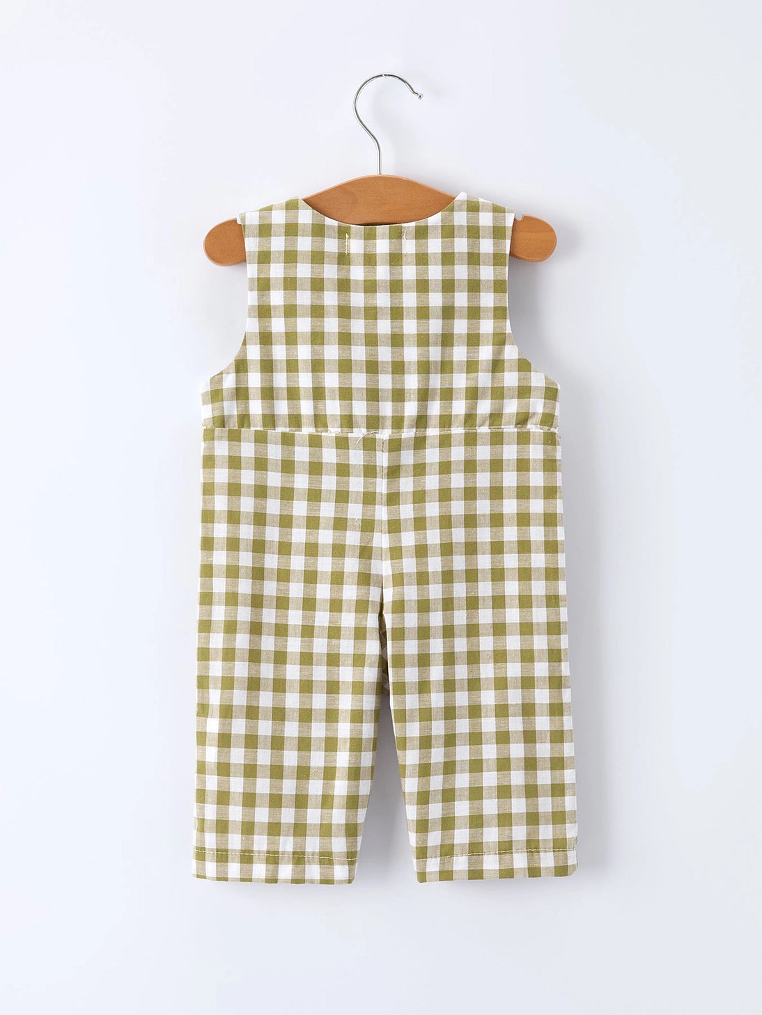 Green Plaid Embroidered Fish Romper