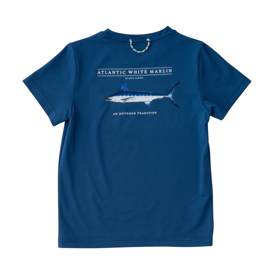 Set Sail Blue White Marlin Pro Performance Tee