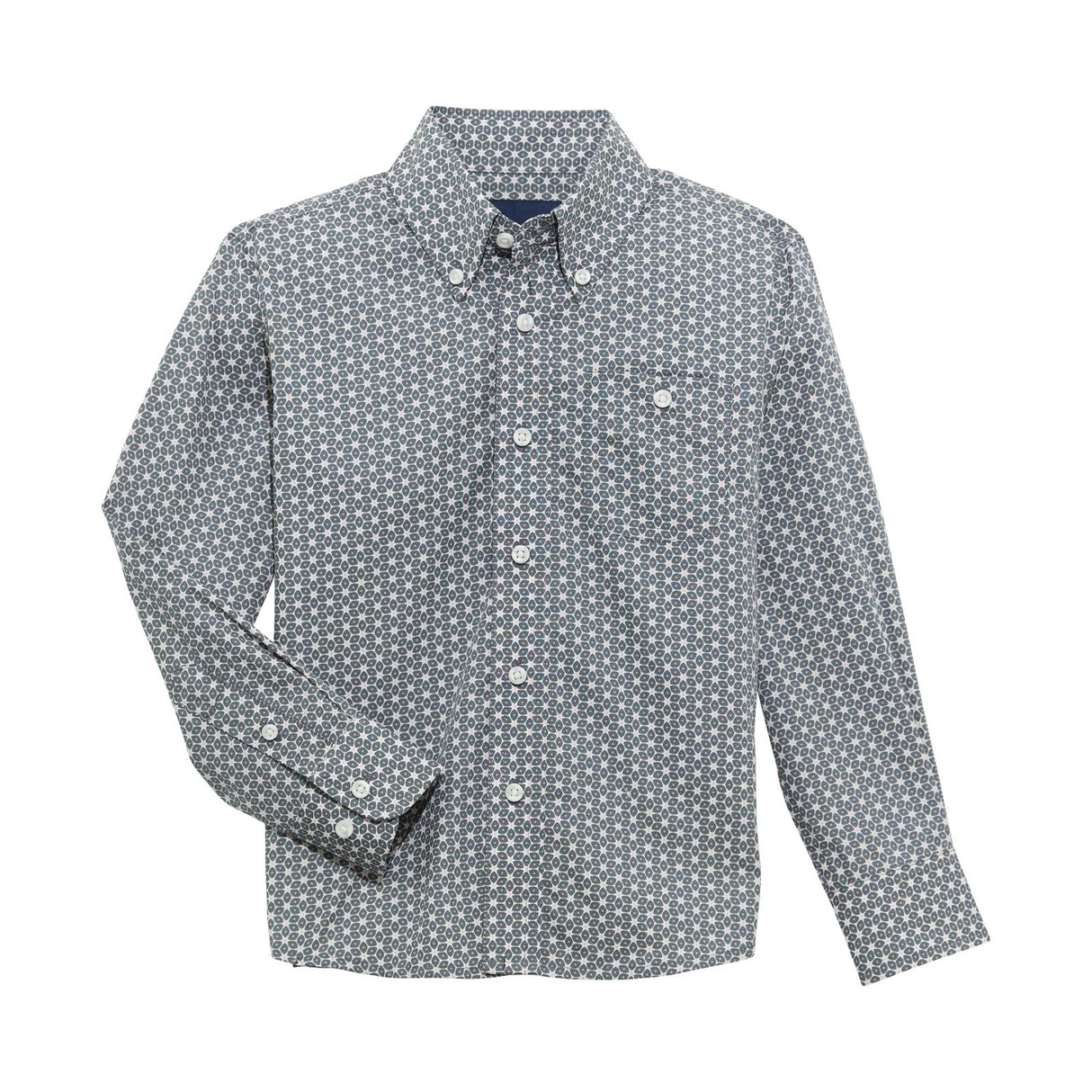 Wrangler Bucking Cancer Pink/Grey Long Sleeve Button Up