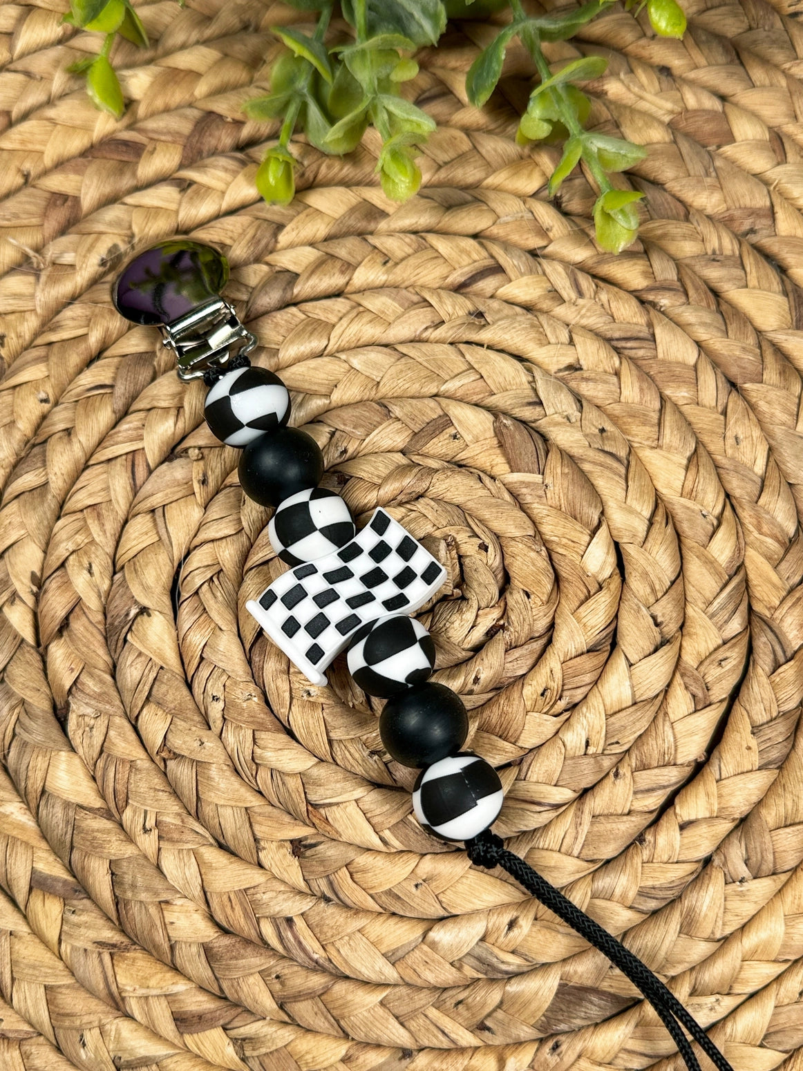Checkered Flag Racing Pacifier Clip