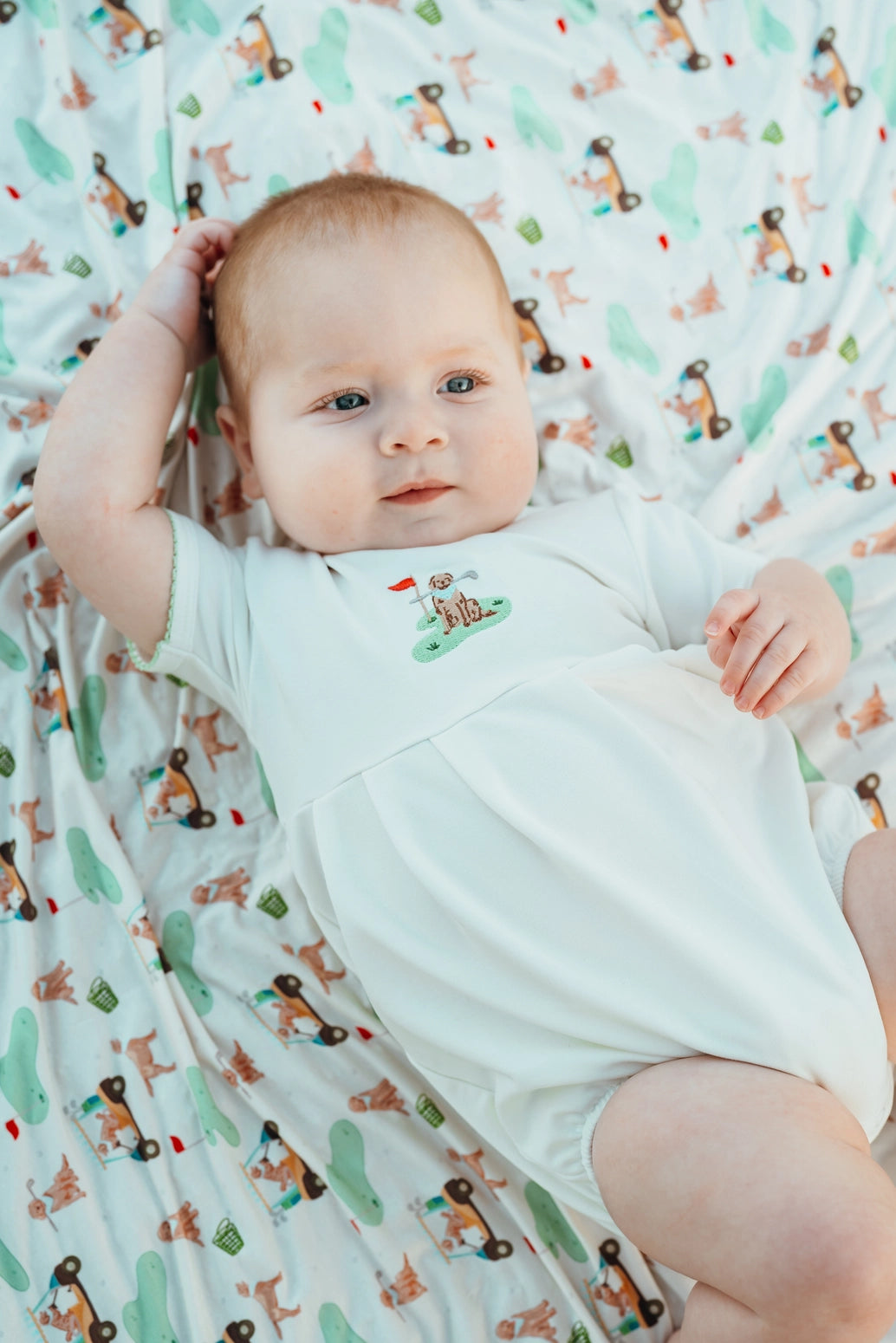 Golf Dog Pip Embroidered Bubble Romper