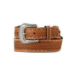Men’s Basketweave Body Rawhide Buck Lace Natural Belt
