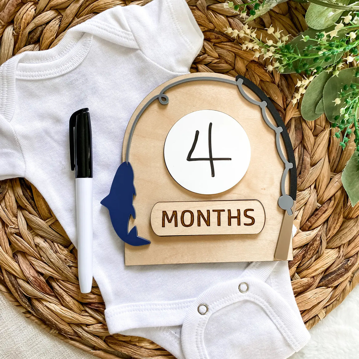 Fishing Monthly Milestone Sign