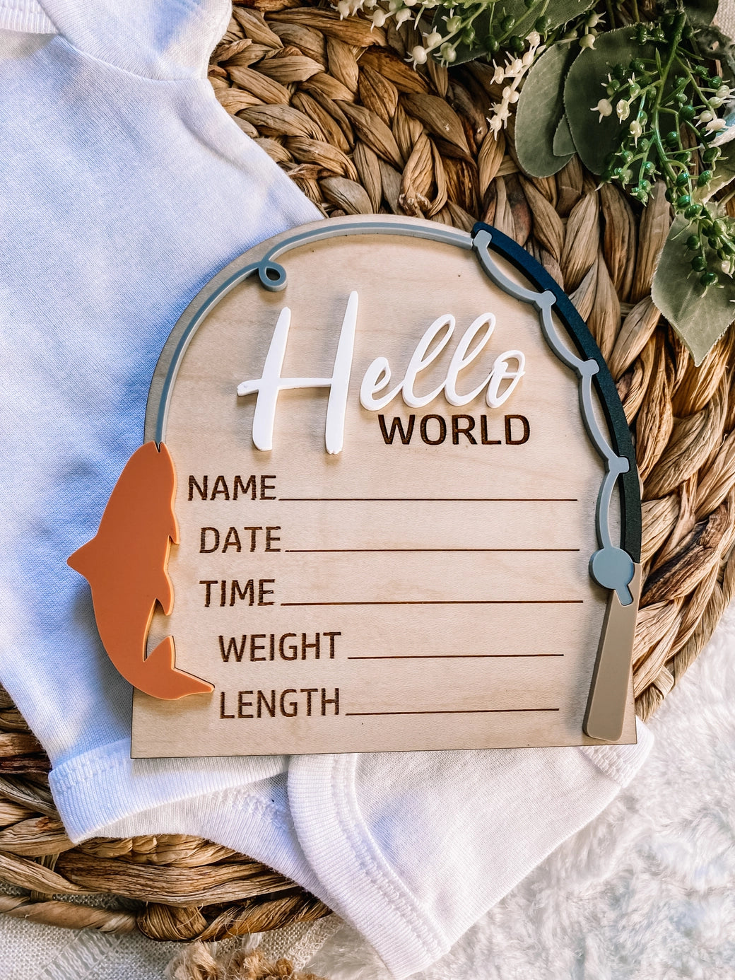 Fishing Birth Announcement Sign