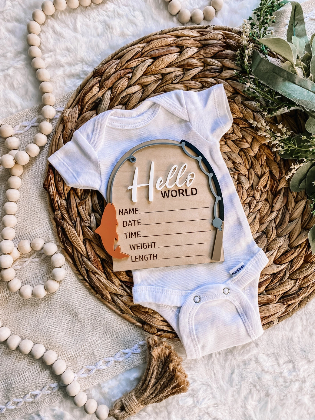Fishing Birth Announcement Sign