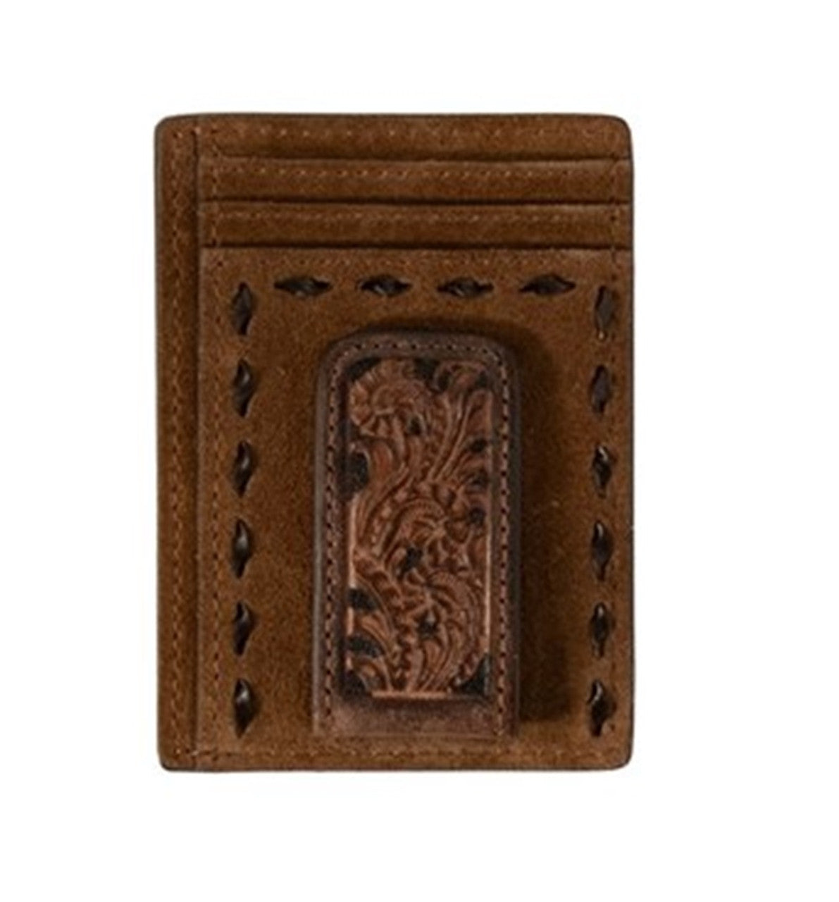 Roughout Chocolate Money Clip w/ Buck Lacing