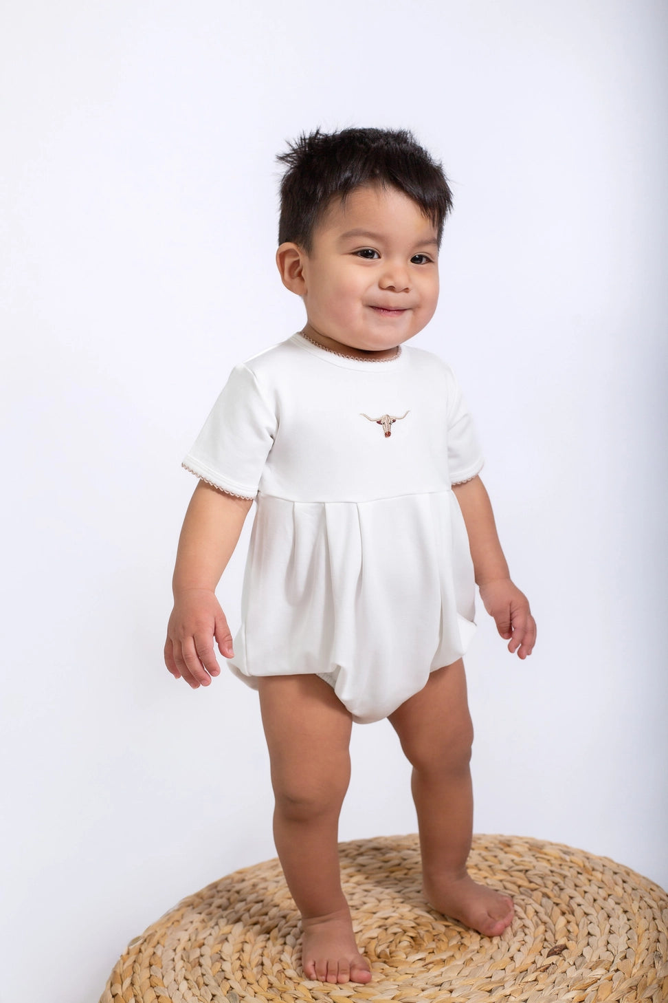 Longhorn Pip Embroidered Bubble Romper