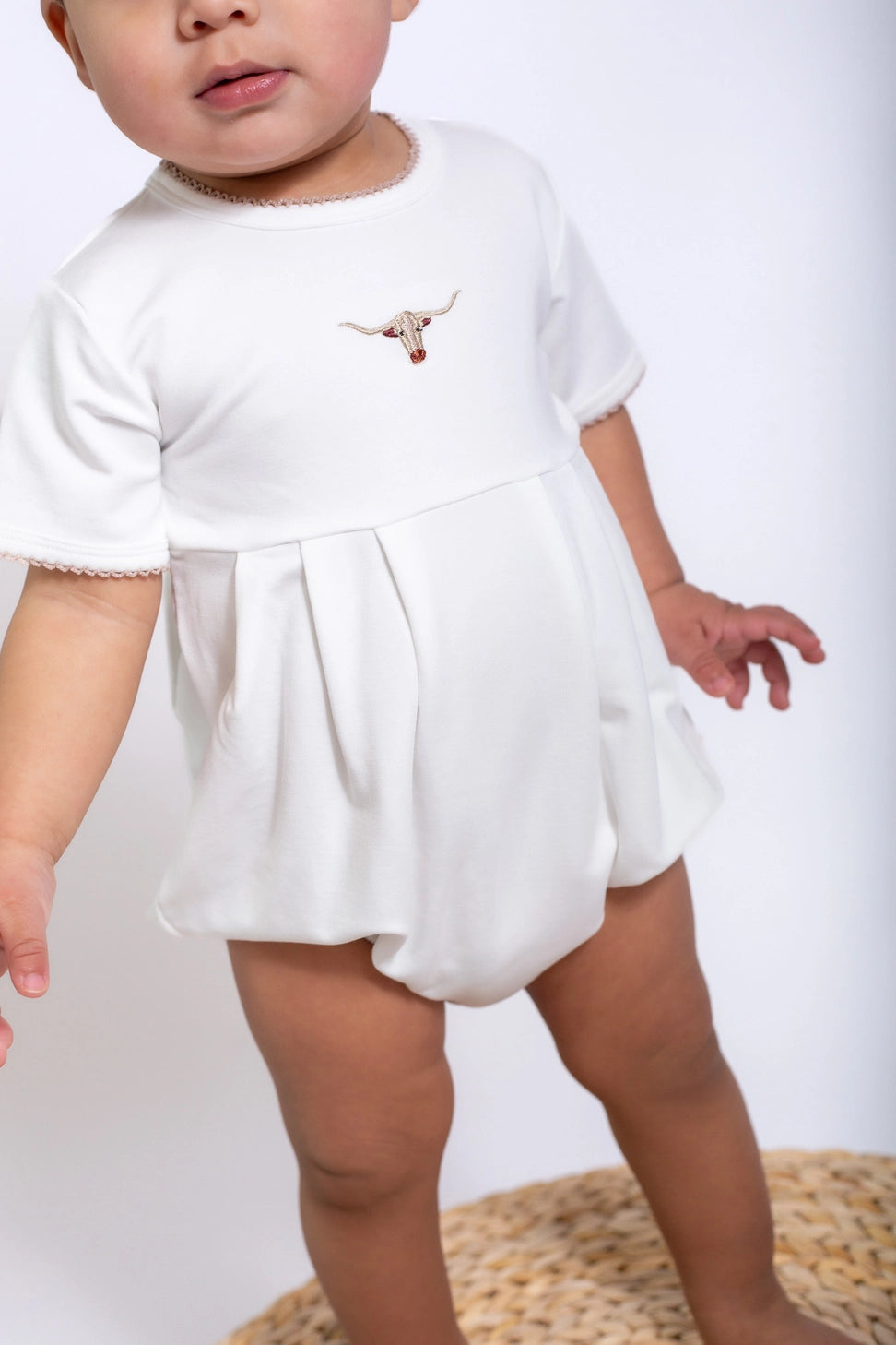 Longhorn Pip Embroidered Bubble Romper