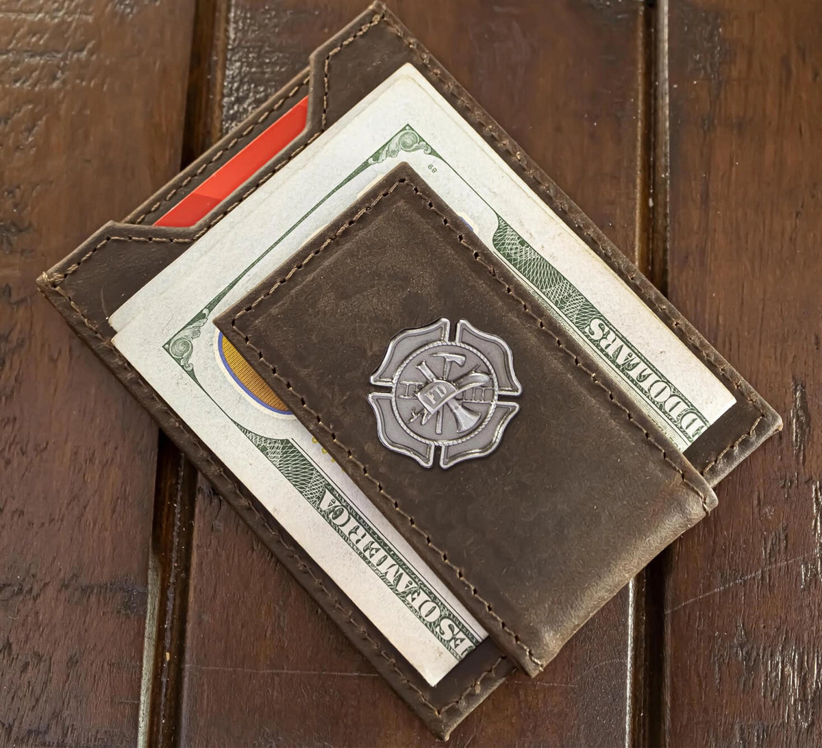 Maltese Cross Magnetic Leather Slim Wallet