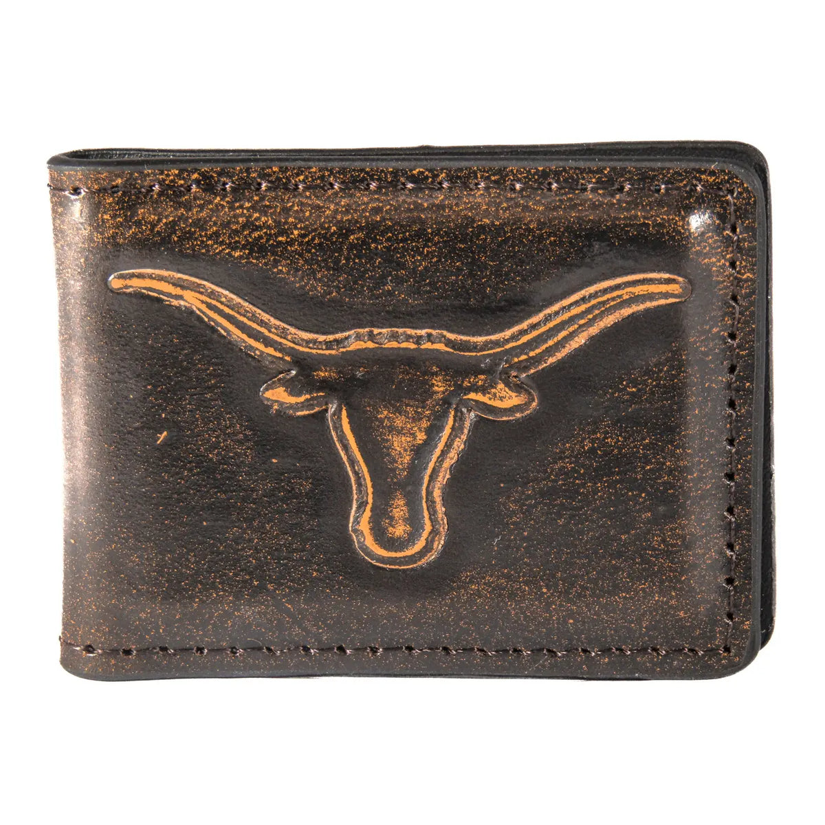 Texas Longhorns Burnished Leather Money Clip