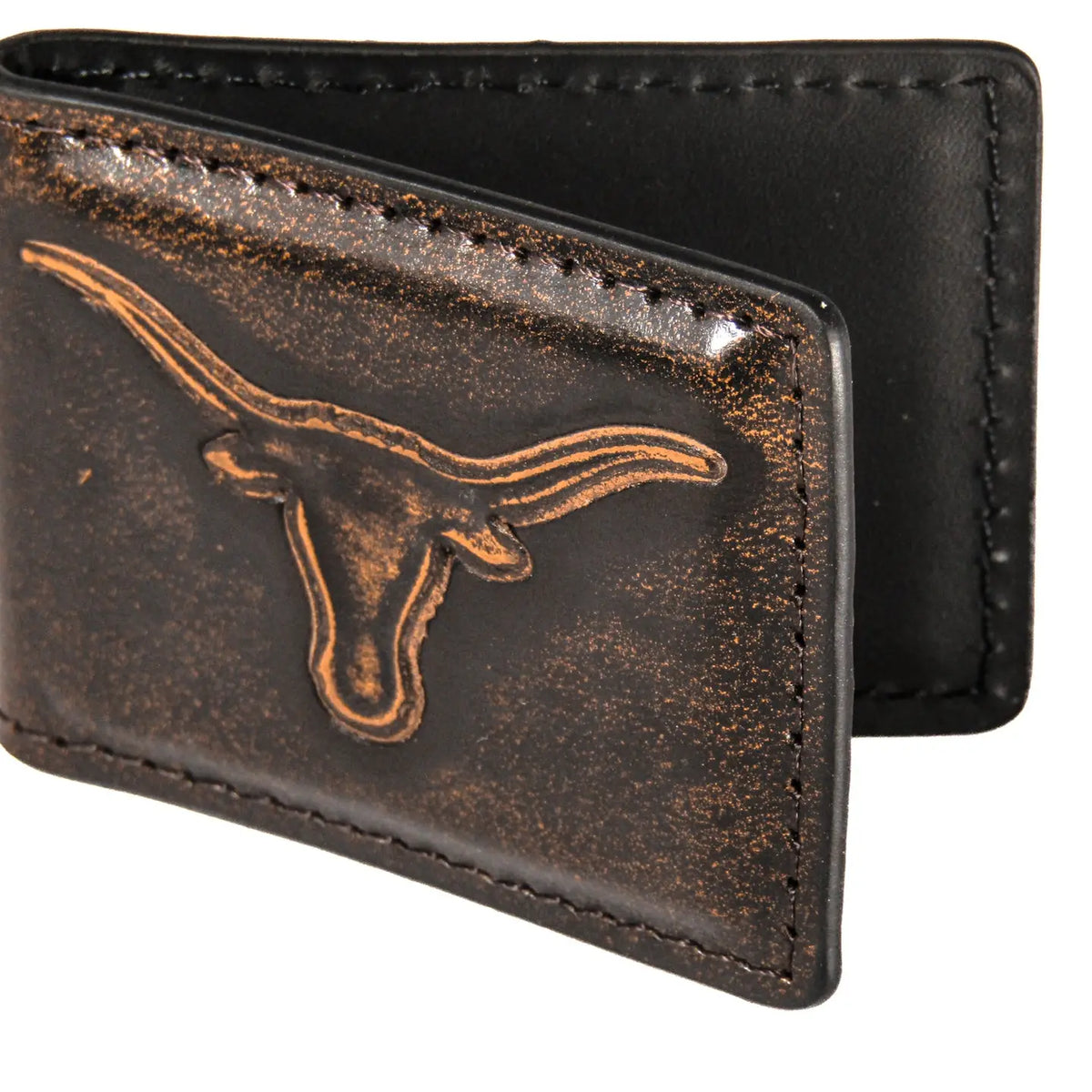 Texas Longhorns Burnished Leather Money Clip