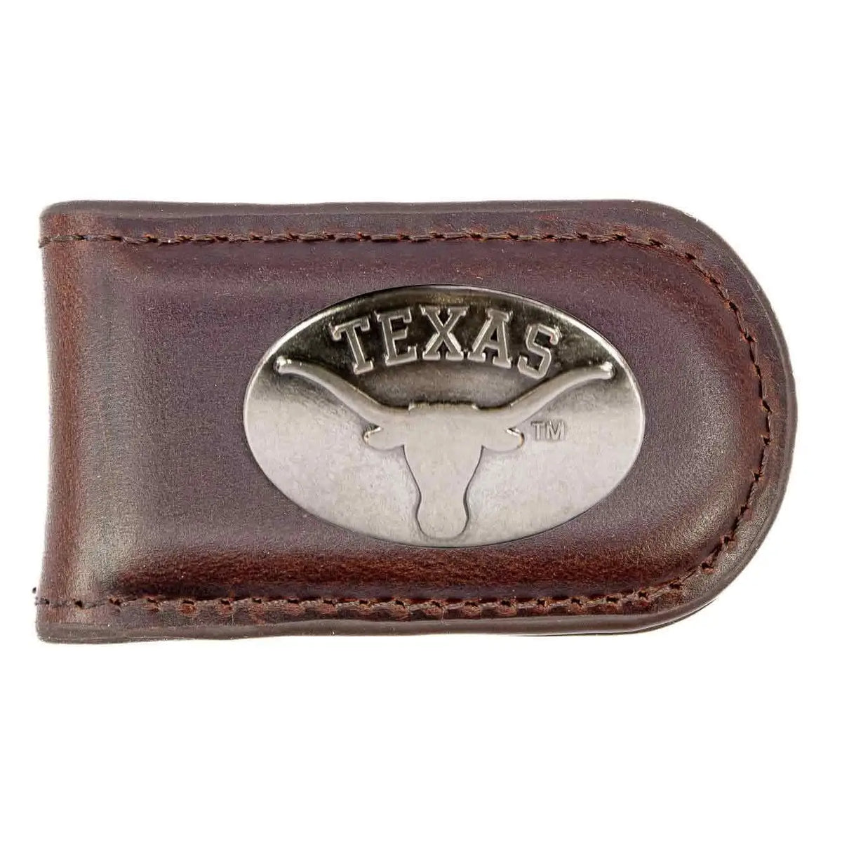 Texas Longhorns Brown Leather Magnetic Money Clip Wallet (Copy)