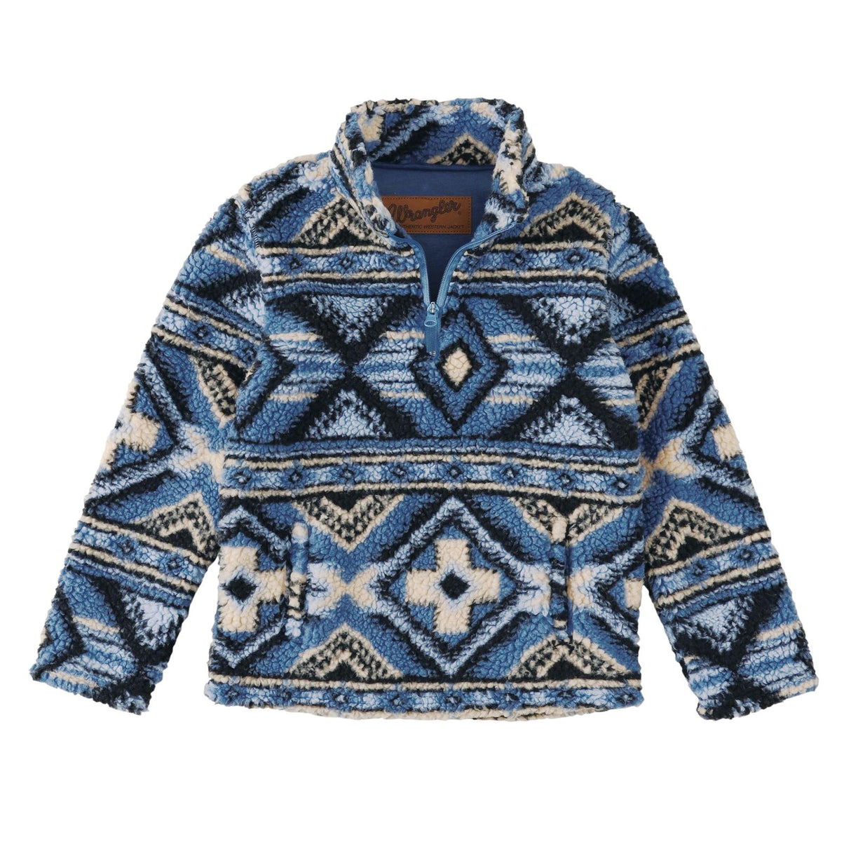 Blue Aztec 1/4 Zip Sherpa Pullover