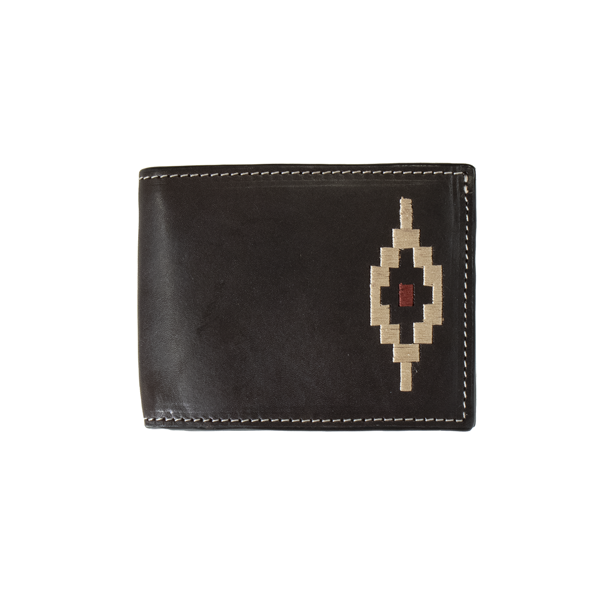 Southwest Lacing Dark Brown Bi-Fold Wallet