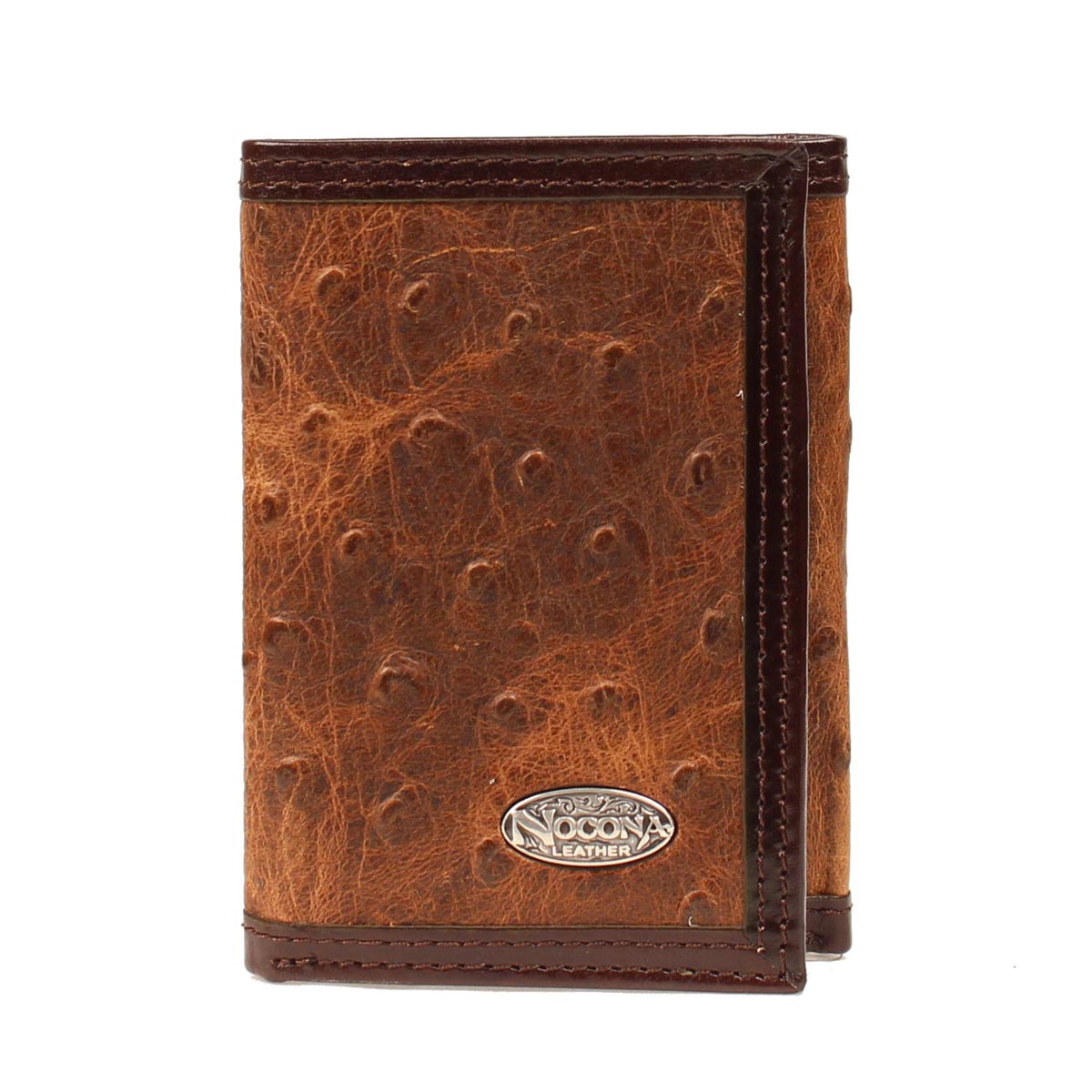 Dark Chocolate Ostrich Tri-Fold Wallet