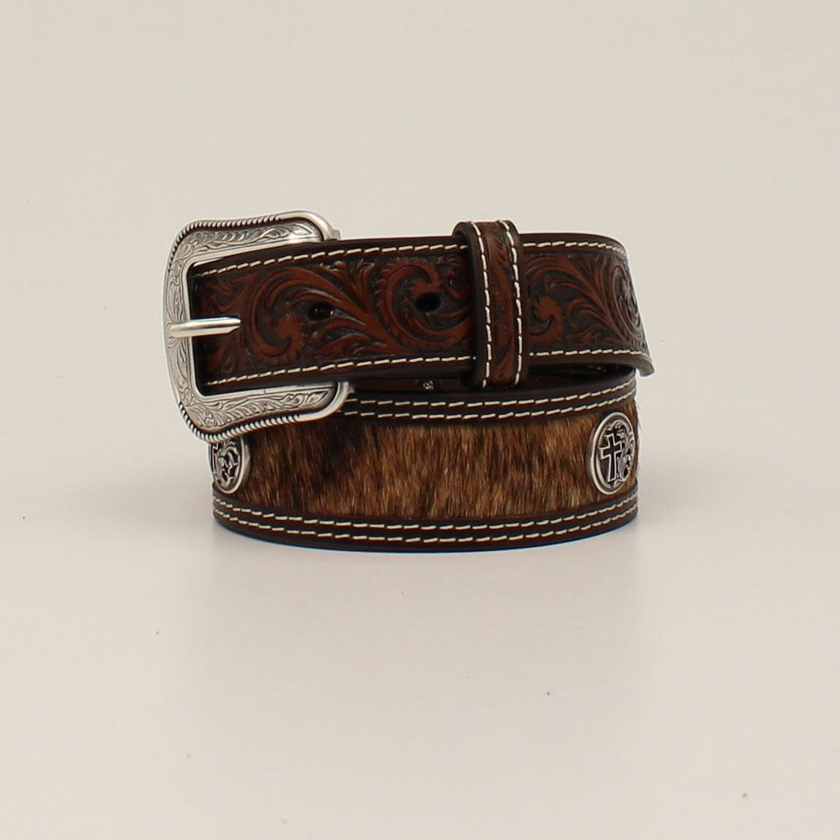 Cowhide Cross Concho Belt