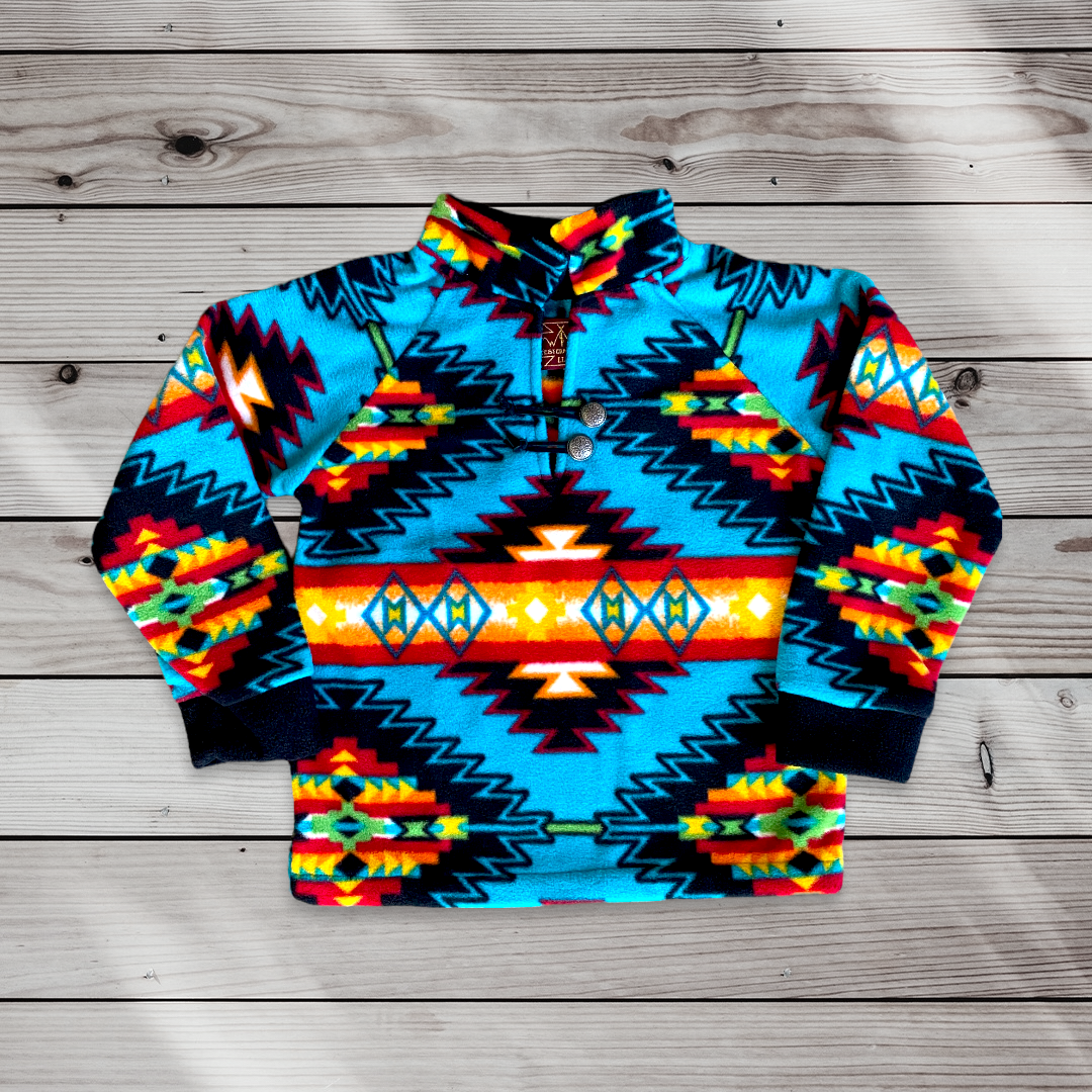 Electric Turquoise Aztec Pullover