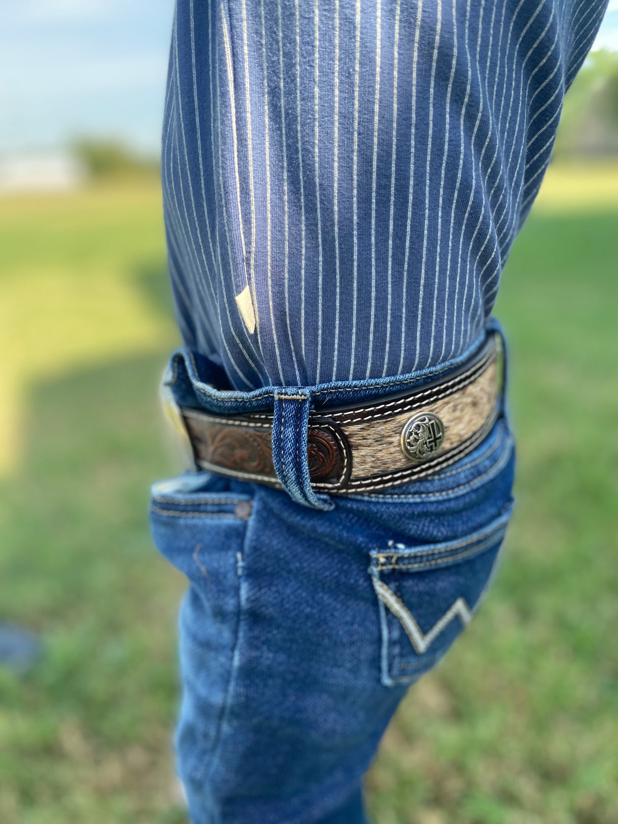 Cowhide Cross Concho Belt