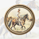 Round Vintage Cowboy Canvas Photo