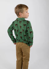 Green Deer L/S Bamboo Polo