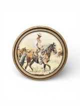 Round Vintage Cowboy Canvas Photo