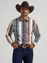 Vintage Stripe Blue & Tan Pearl Snap