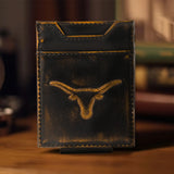 Texas Longhorns Burnished Leather Magnetic Front Pocket Wallet