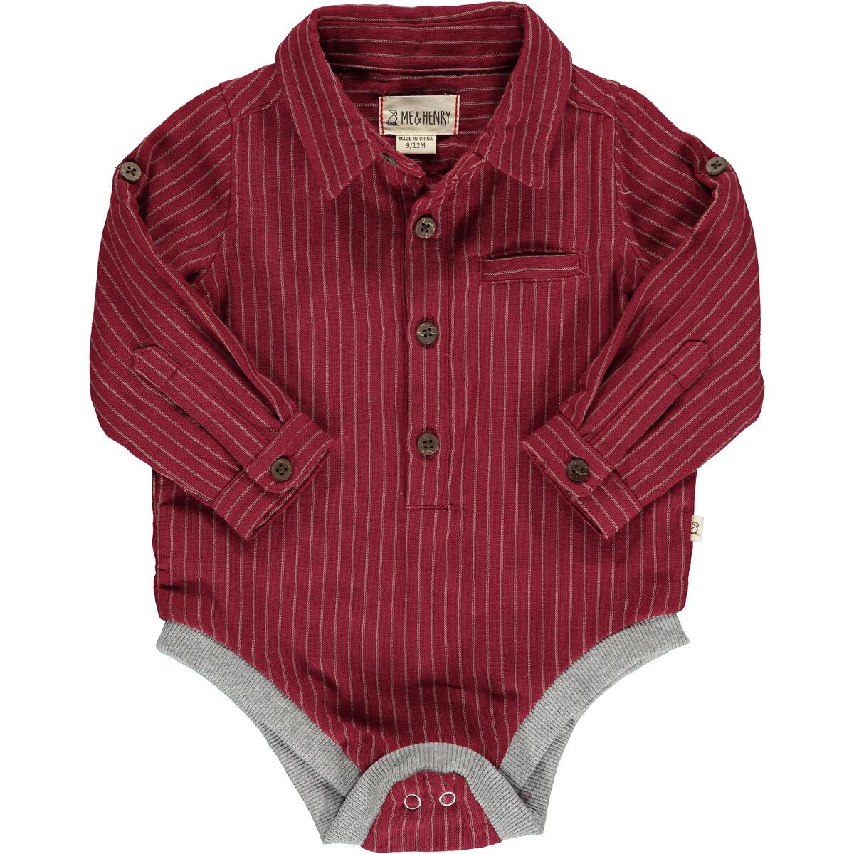 Burgundy Pinstripe Onesie