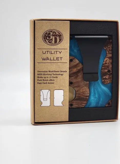 Blue Resin & Wood Smart Wallet