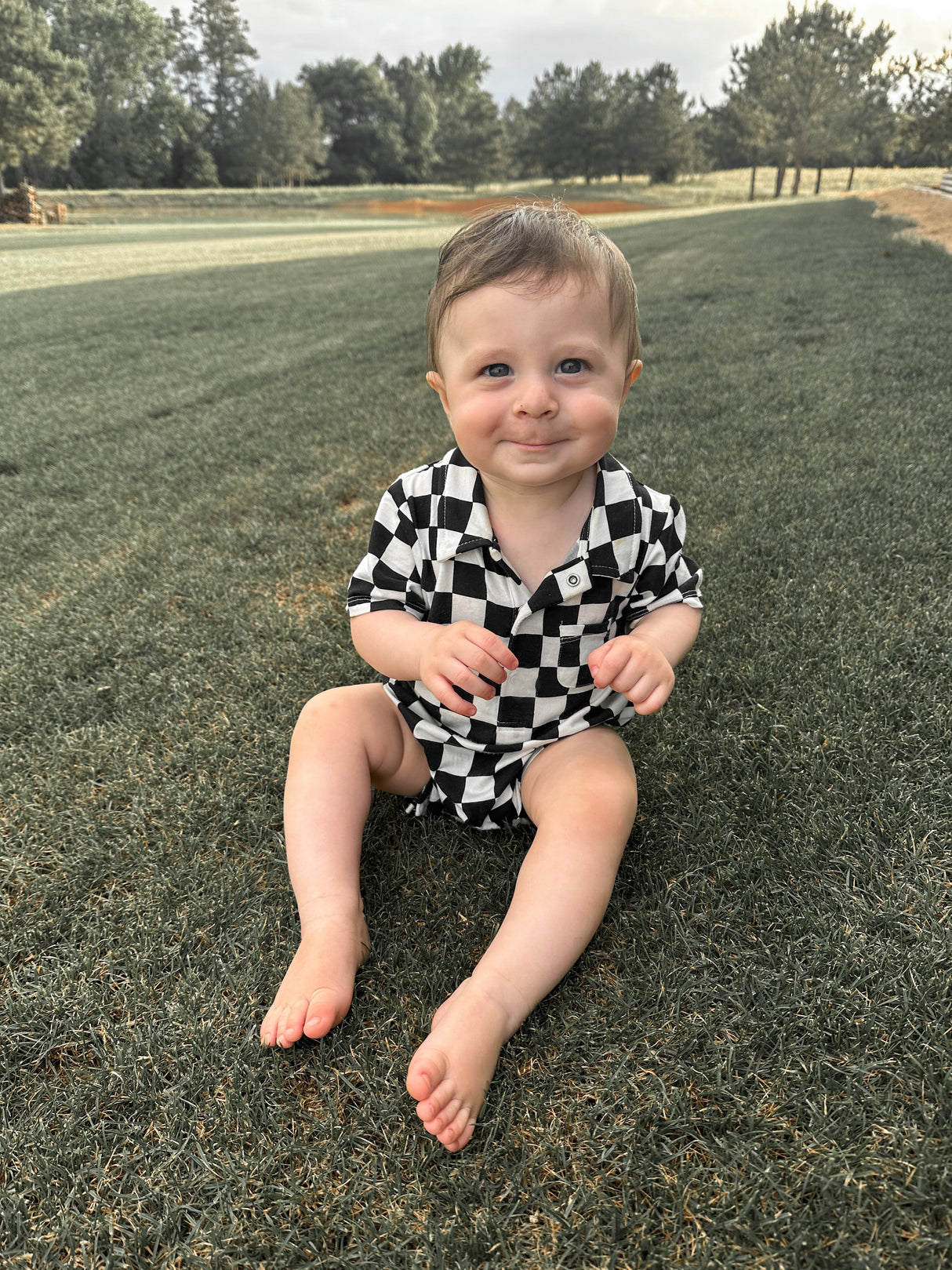 Checkerboard Polo Shortie Romper