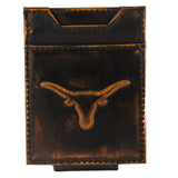 Texas Longhorns Burnished Leather Magnetic Front Pocket Wallet
