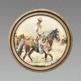 Round Vintage Cowboy Canvas Photo