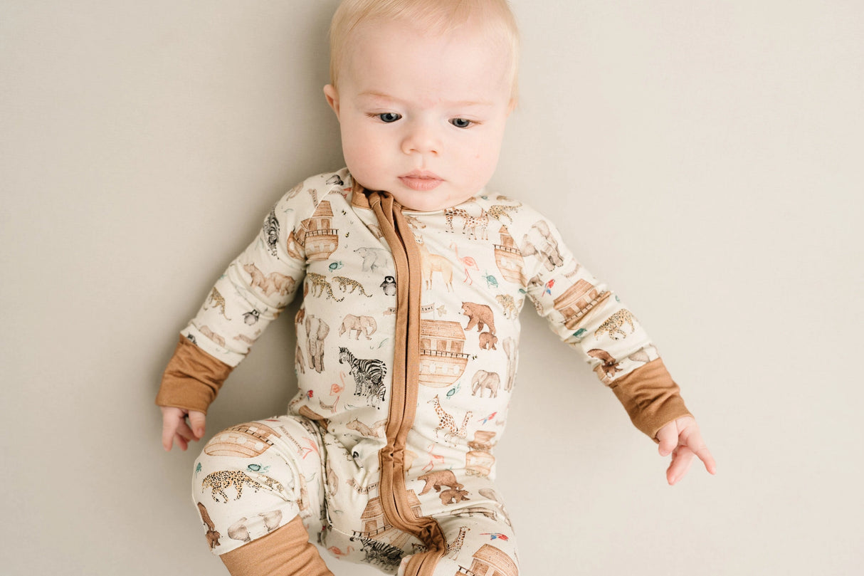 Noah’s Ark Bamboo Zipper PJ’s