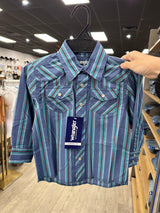 Turquoise & Maroon Stripe Long Sleeve Wrangler Retro