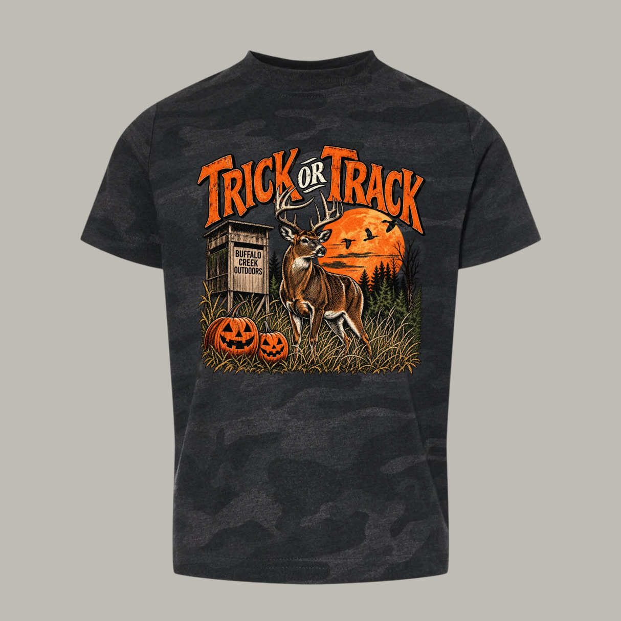 Trick or Track Halloween Tee