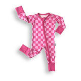 Pink Checkered Zipper PJ’s