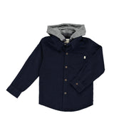 Navy Corduroy Hooded Shacket