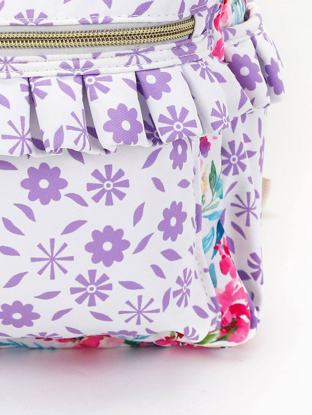 Pink & Purple Floral Ruffle Backpack