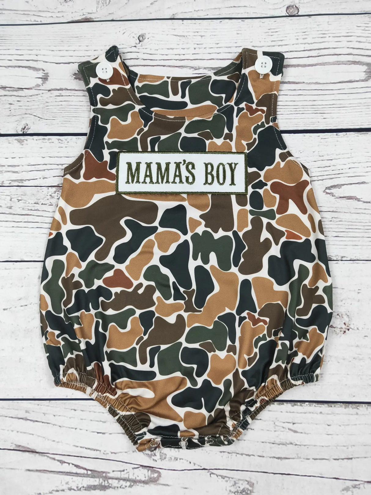 Mama’s Boy Camo Appliqué Bubble